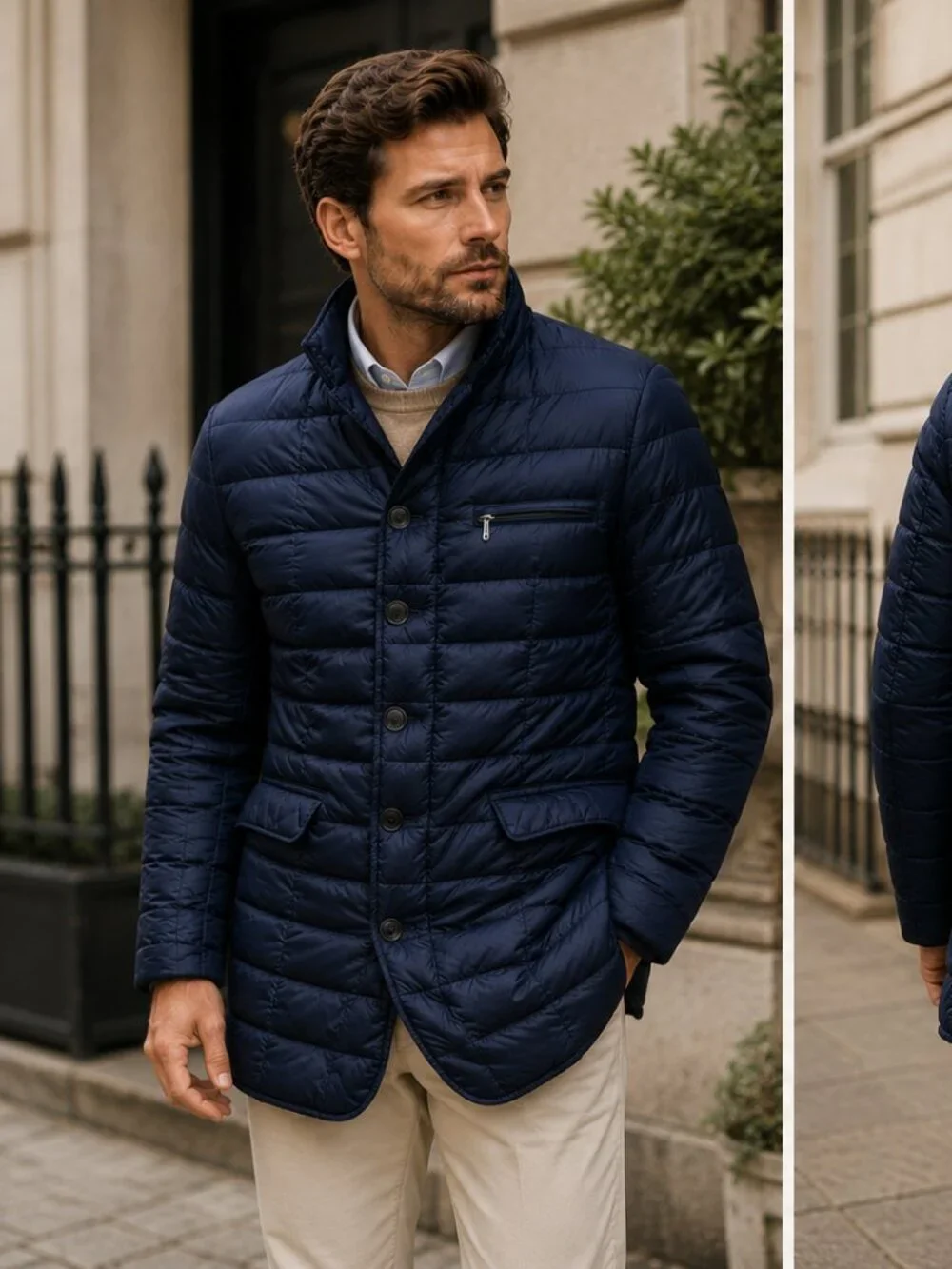 Jan Mayen Arctic Garment Men's Down Quilted Coat Jacket Navy Blue Size 50 Italy